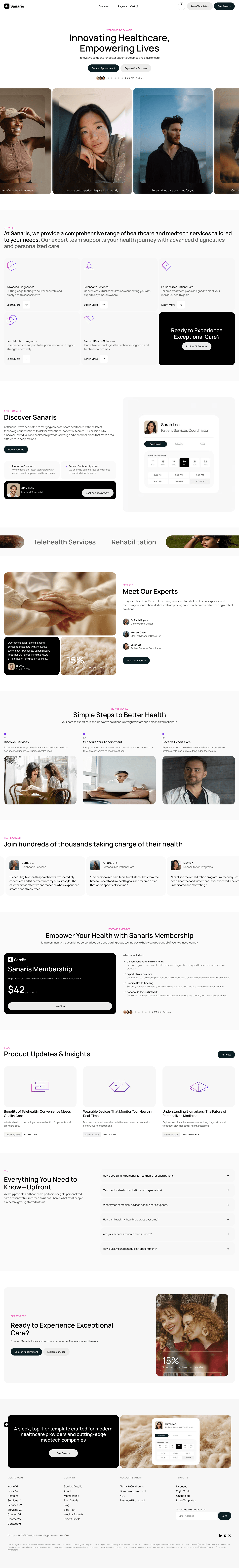 Landing page, Sanaris — full-page Web capture