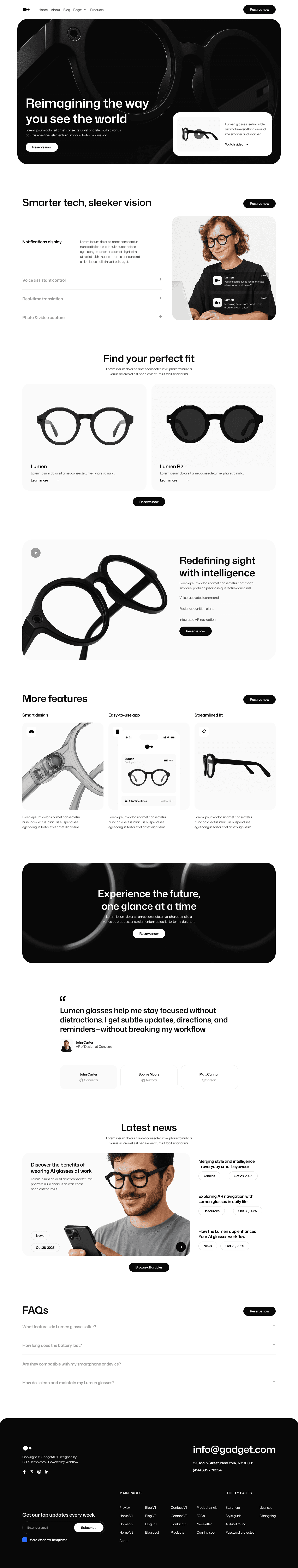 Landing page, GadgetAR — full-page Web capture